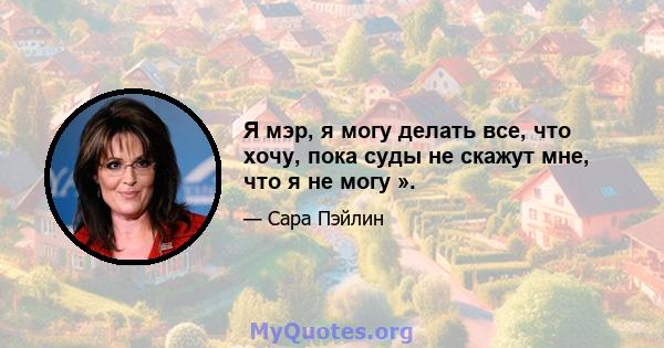 Я мэр, я могу делать все, что хочу, пока суды не скажут мне, что я не могу ».