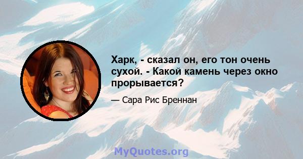 Харк, - сказал он, его тон очень сухой. - Какой камень через окно прорывается?