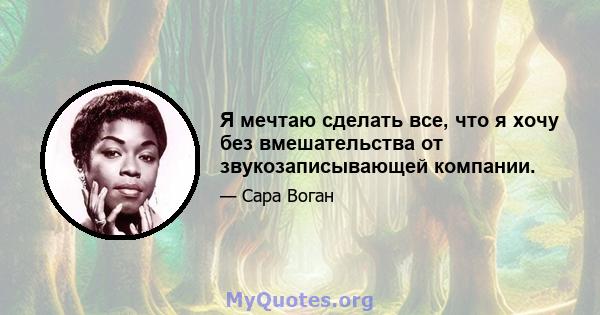 Я мечтаю сделать все, что я хочу без вмешательства от звукозаписывающей компании.