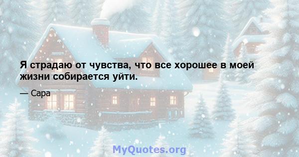 Я страдаю от чувства, что все хорошее в моей жизни собирается уйти.