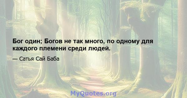 Бог один; Богов не так много, по одному для каждого племени среди людей.