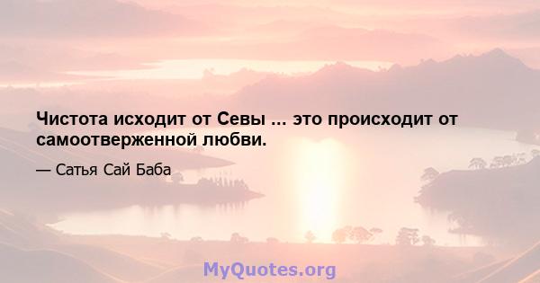 Чистота исходит от Севы ... это происходит от самоотверженной любви.