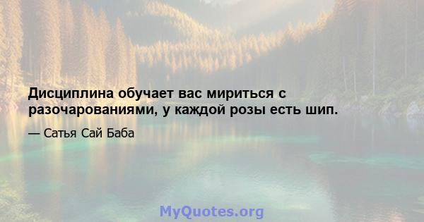 Дисциплина обучает вас мириться с разочарованиями, у каждой розы есть шип.