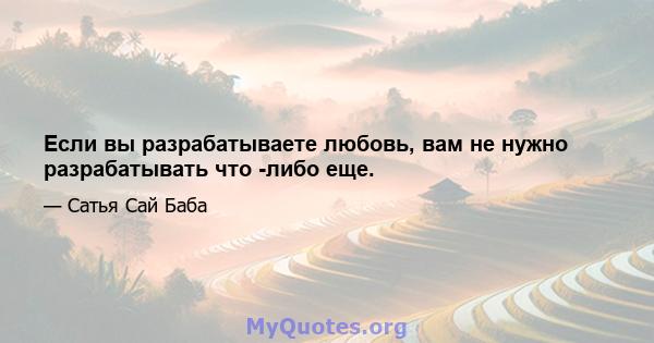 Если вы разрабатываете любовь, вам не нужно разрабатывать что -либо еще.