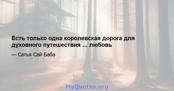 Есть только одна королевская дорога для духовного путешествия ... любовь