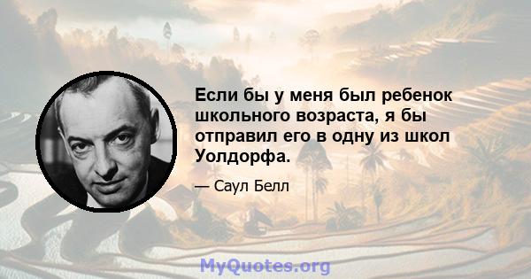 Если бы у меня был ребенок школьного возраста, я бы отправил его в одну из школ Уолдорфа.