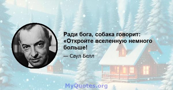 Ради бога, собака говорит: «Откройте вселенную немного больше!