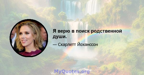 Я верю в поиск родственной души.