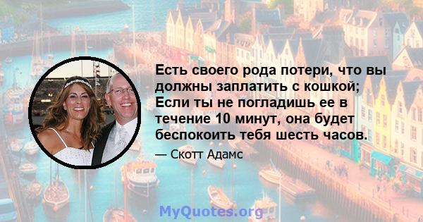 Есть своего рода потери, что вы должны заплатить с кошкой; Если ты не погладишь ее в течение 10 минут, она будет беспокоить тебя шесть часов.