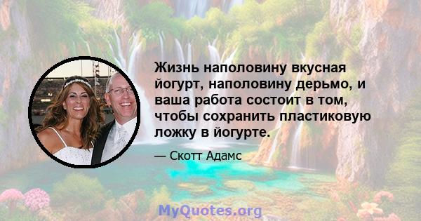 Жизнь наполовину вкусная йогурт, наполовину дерьмо, и ваша работа состоит в том, чтобы сохранить пластиковую ложку в йогурте.