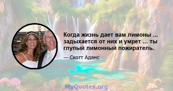 Когда жизнь дает вам лимоны ... задыхается от них и умрет ... ты глупый лимонный пожиратель.