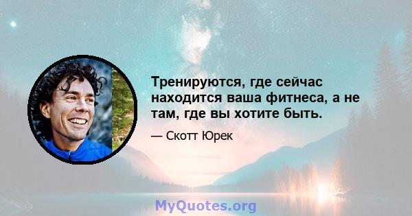 Тренируются, где сейчас находится ваша фитнеса, а не там, где вы хотите быть.