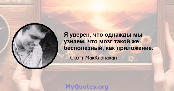 Я уверен, что однажды мы узнаем, что мозг такой же бесполезный, как приложение.