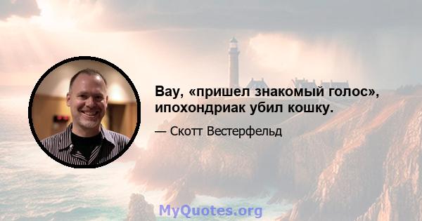 Вау, «пришел знакомый голос», ипохондриак убил кошку.