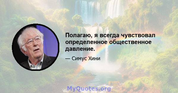 Полагаю, я всегда чувствовал определенное общественное давление.