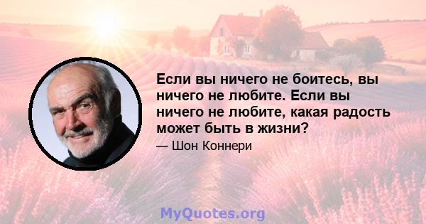 Если вы ничего не боитесь, вы ничего не любите. Если вы ничего не любите, какая радость может быть в жизни?