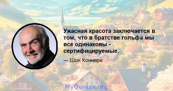 Ужасная красота заключается в том, что в братстве гольфа мы все одинаковы - сертифицируемые.