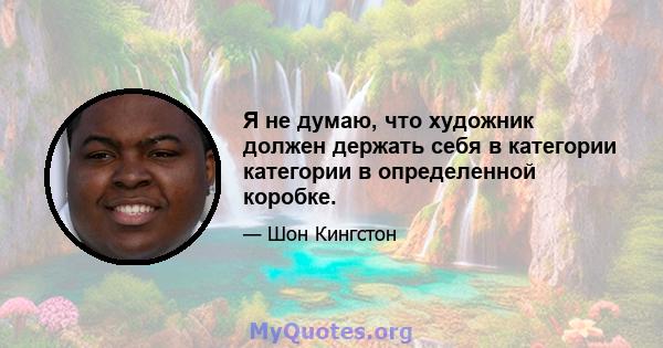 Я не думаю, что художник должен держать себя в категории категории в определенной коробке.