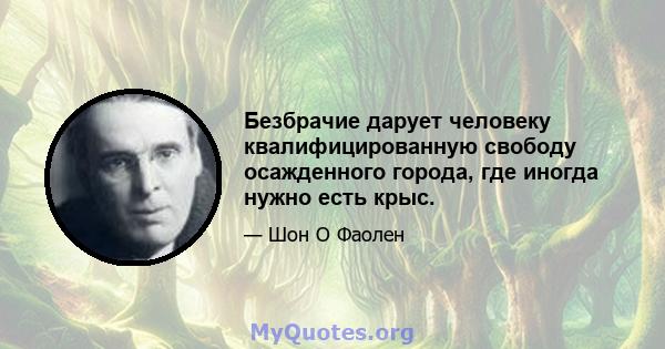 Безбрачие дарует человеку квалифицированную свободу осажденного города, где иногда нужно есть крыс.