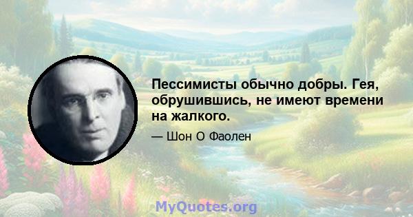 Пессимисты обычно добры. Гея, обрушившись, не имеют времени на жалкого.