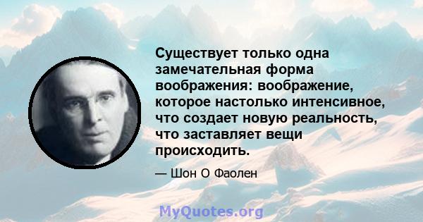 Существует только одна замечательная форма воображения: воображение, которое настолько интенсивное, что создает новую реальность, что заставляет вещи происходить.