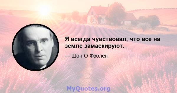 Я всегда чувствовал, что все на земле замаскируют.