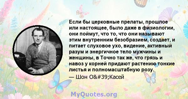 Если бы церковные прелаты, прошлое или настоящее, было даже в физиологии, они поймут, что то, что они называют этим внутренним безобразием, создает, и питает слуховое ухо, видение, активный разум и энергичное тело