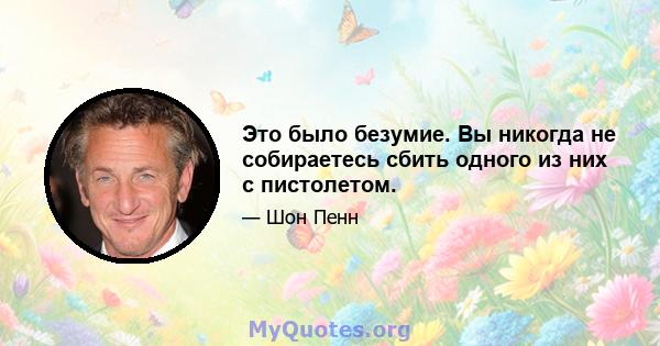 Это было безумие. Вы никогда не собираетесь сбить одного из них с пистолетом.