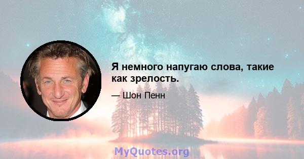 Я немного напугаю слова, такие как зрелость.