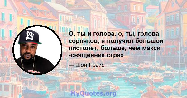 О, ты и голова, о, ты, голова сорняков, я получил большой пистолет, больше, чем макси -священник страх