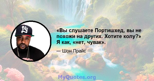 «Вы слушаете Портишхед, вы не похожи на других. Хотите колу?» Я как, «нет, чувак».