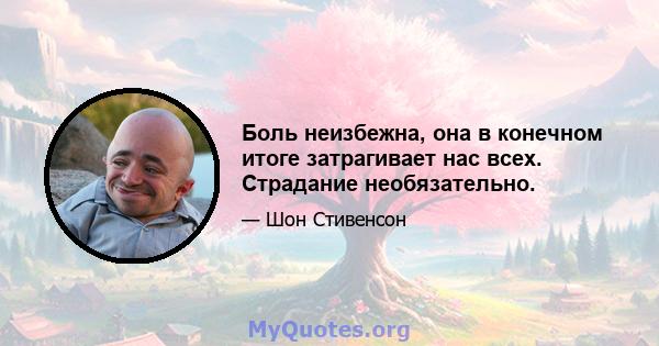 Боль неизбежна, она в конечном итоге затрагивает нас всех. Страдание необязательно.