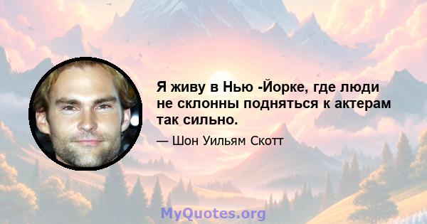 Я живу в Нью -Йорке, где люди не склонны подняться к актерам так сильно.