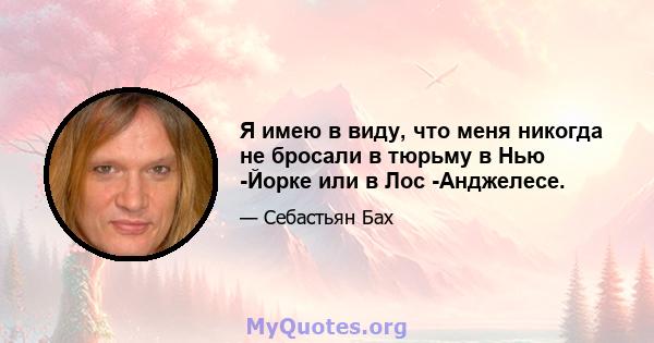 Я имею в виду, что меня никогда не бросали в тюрьму в Нью -Йорке или в Лос -Анджелесе.