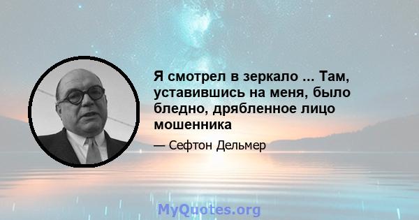 Я смотрел в зеркало ... Там, уставившись на меня, было бледно, дрябленное лицо мошенника