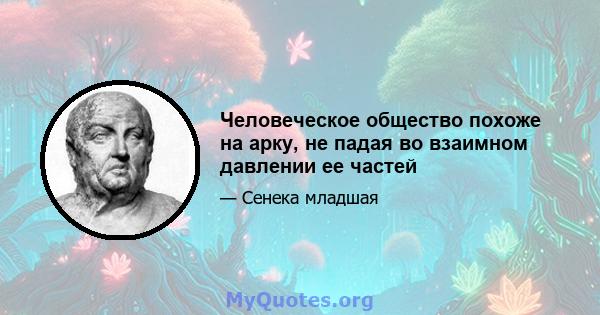 Человеческое общество похоже на арку, не падая во взаимном давлении ее частей