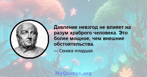 Давление невзгод не влияет на разум храброго человека. Это более мощное, чем внешние обстоятельства.