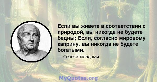 Если вы живете в соответствии с природой, вы никогда не будете бедны; Если, согласно мировому каприну, вы никогда не будете богатыми.