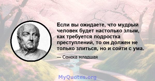 Если вы ожидаете, что мудрый человек будет настолько злым, как требуется подростка преступлений, то он должен не только злиться, но и сойти с ума.