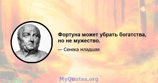 Фортуна может убрать богатства, но не мужество.