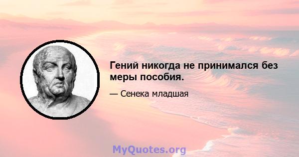 Гений никогда не принимался без меры пособия.