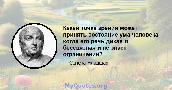 Какая точка зрения может принять состояние ума человека, когда его речь дикая и бессвязная и не знает ограничений?