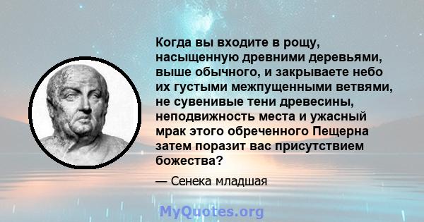 Когда вы входите в рощу, насыщенную древними деревьями, выше обычного, и закрываете небо их густыми межпущенными ветвями, не сувенивые тени древесины, неподвижность места и ужасный мрак этого обреченного Пещерна затем