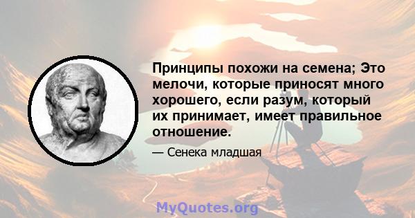 Принципы похожи на семена; Это мелочи, которые приносят много хорошего, если разум, который их принимает, имеет правильное отношение.