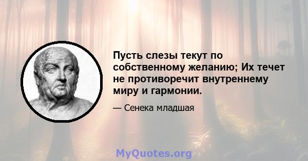 Пусть слезы текут по собственному желанию; Их течет не противоречит внутреннему миру и гармонии.