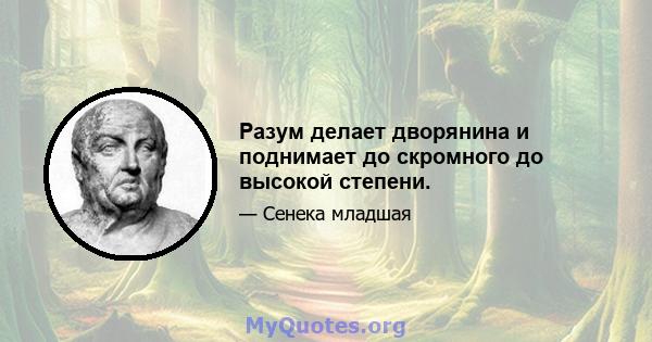 Разум делает дворянина и поднимает до скромного до высокой степени.