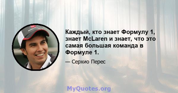 Каждый, кто знает Формулу 1, знает McLaren и знает, что это самая большая команда в Формуле 1.