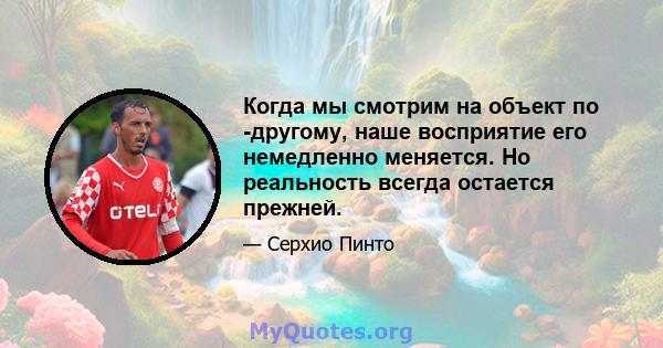 Когда мы смотрим на объект по -другому, наше восприятие его немедленно меняется. Но реальность всегда остается прежней.