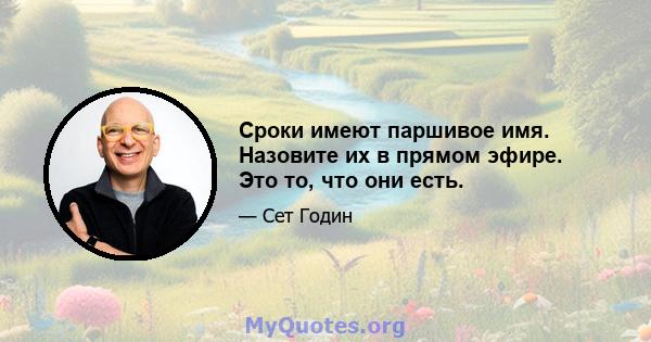 Сроки имеют паршивое имя. Назовите их в прямом эфире. Это то, что они есть.