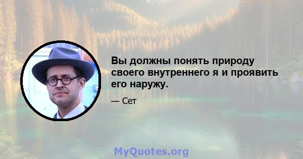 Вы должны понять природу своего внутреннего я и проявить его наружу.